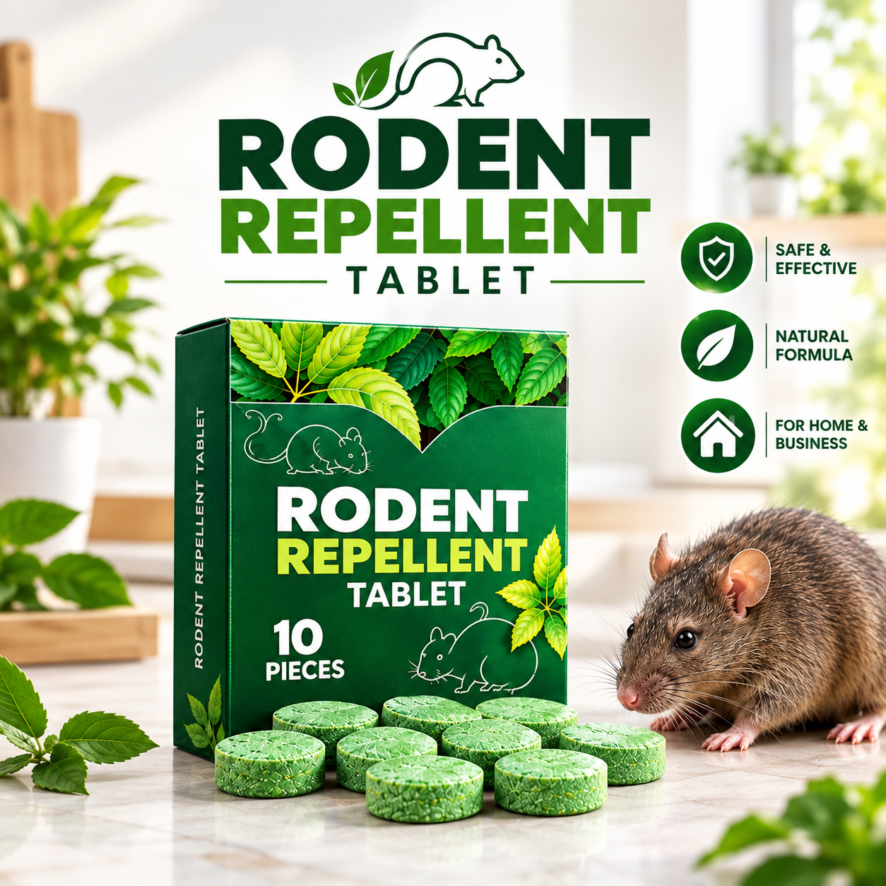 Rodent Repellent Tablet – ১০ পিসের প্যাক | ইঁদুর প্রতিরোধক ট্যাবলেট